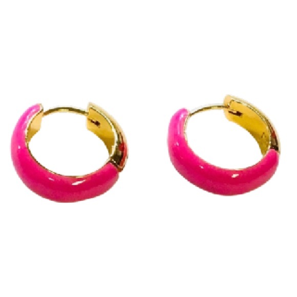 Kate Spade Candy Drops Enamel Huggie Hoop Earrings in magenta pink - Picture 2 of 11
